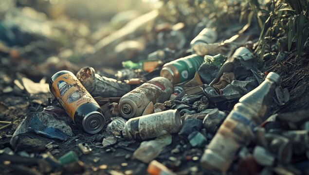 Sunset Landfill Plastic, cans, bottles litter ground
