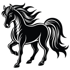 Elegant Black Horse Silhouette Design for Graphic Use
