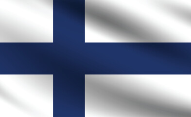 Finland flag official colors and proportion digital vector illustration. Pleated flag.