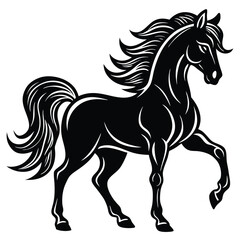 Elegant Black Horse Silhouette Design for Graphic Use