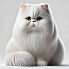 Fototapeta premium White Persian cat with long fluffy fur and deep orange eyes