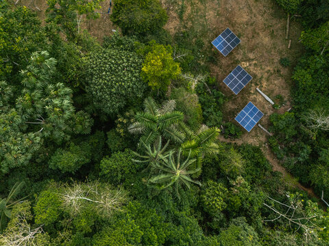 Solar panels in nature Green energy generation