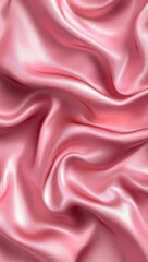 Fototapeta premium Pink silk fabric drapes, soft folds, close-up, background blur, textile design