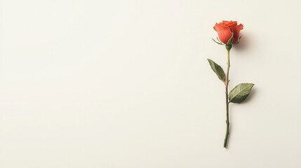Obraz premium single red rose with slightly open petals, symbolizing love and beauty