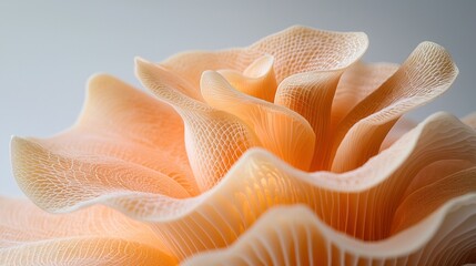 Peach oyster mushroom close-up, studio shot, textured detail, food background, culinary use