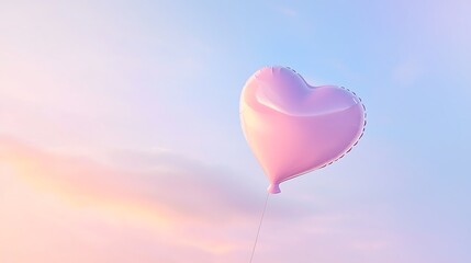 Fototapeta premium A pink balloon heart is floating in the sky