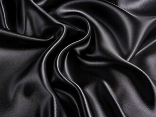 Fototapeta premium Black silk fabric with elegant folds and soft highlights on a smooth surface
