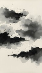 Traditional Japanese Ink Wash Abstract Background