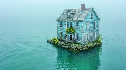 A house with a stone foundation and a small garden growing on the edges. HD 8K wallpaper Photographic Image