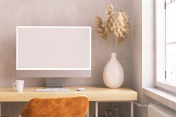 Minimalist Computer Mockup in Bright Home Setting