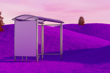 Surreal Blank Display in Vibrant Dreamlike Landscape