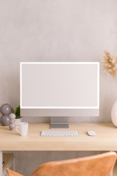 Minimalist Computer Mockup in Bright Home Setting