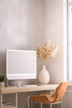 Minimalist Computer Mockup in Bright Home Setting