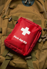 First Aid Kit on army backpack