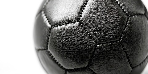 Black leather soccer ball