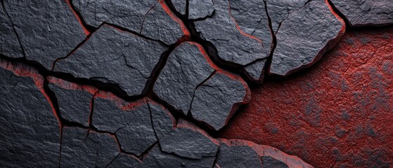 Dark Grunge Cracked Stone Texture Background   Red   Gray