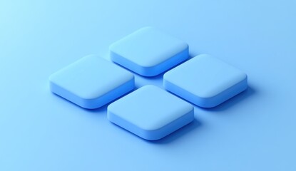 Four light blue square blocks on a light blue background.