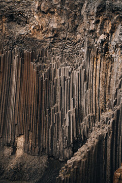 Close-Up of Basalt Columns. Natural Texture Background