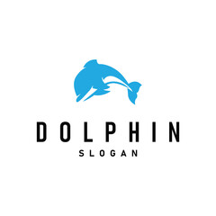 simple design open sea animal dolphin logo with simple sea dolphin concept illustration template