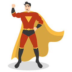 Men Superhero Illustration on White Background. Vector Character in Flat Cartoon Style