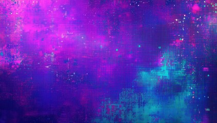 Naklejka premium Glitching nebula digital art; vibrant cosmic backdrop
