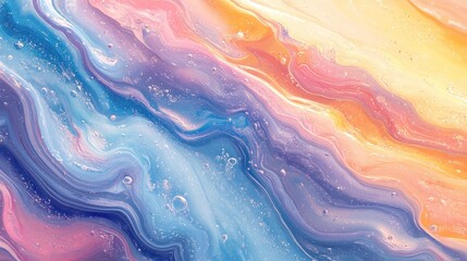 Naklejka premium Abstract fluid art painting with pastel colors and flowing texture.