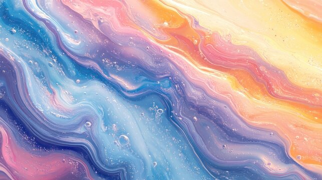Abstract fluid art painting with pastel colors and flowing texture.
