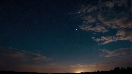 Naklejka premium night sky with clouds and stars