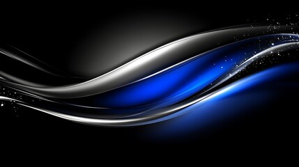 Abstract Blue Silver Waves Design Background
