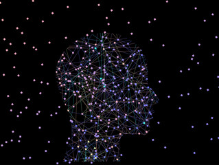 Artificial Intelligence Head with Line Network and Nodes