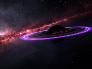 Obraz premium Beautiful Cosmic Scene of Saturn with Colorful Rings in Space