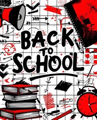 "Back to School: Creative School Supplies, Books, and Learning Essentials Illustration"

