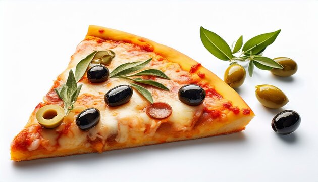 Slice of pizza. Slice of pizza with oliv isolated white background