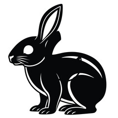 Elegant Black and White Silhouette of a Rabbit