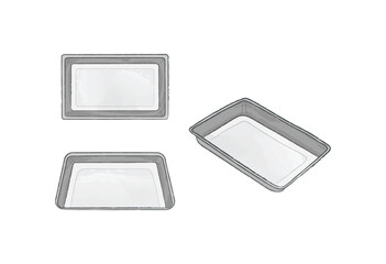 Steel gray rectangular meal serving plate