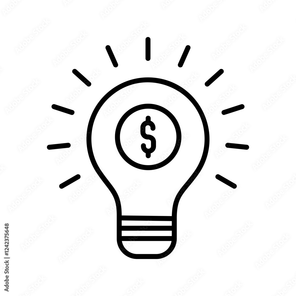 Aufkleber lightbulb with dollar symbol icon vector for web site