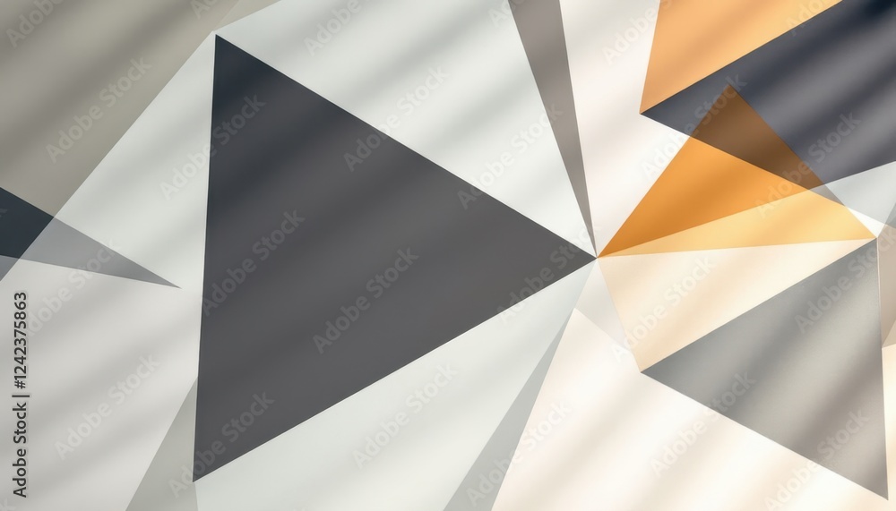 Poster geometric abstract design with triangles in neutral and warm tones
