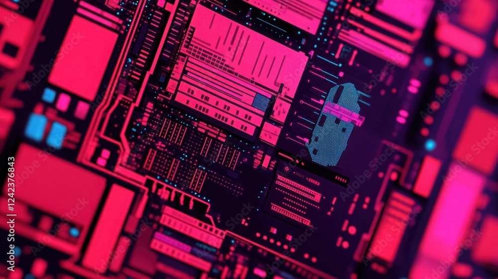 Aufkleber vibrant abstract technology circuit board design with futuristic elements and neon colors ideal for 