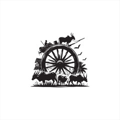 Fototapeta premium Black silhouette wheel vector