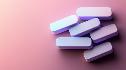 Pastel Geometric Shapes on Pink Background