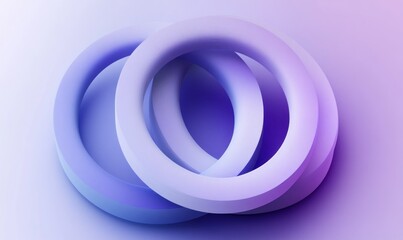 Intertwined light purple rings on purple background.