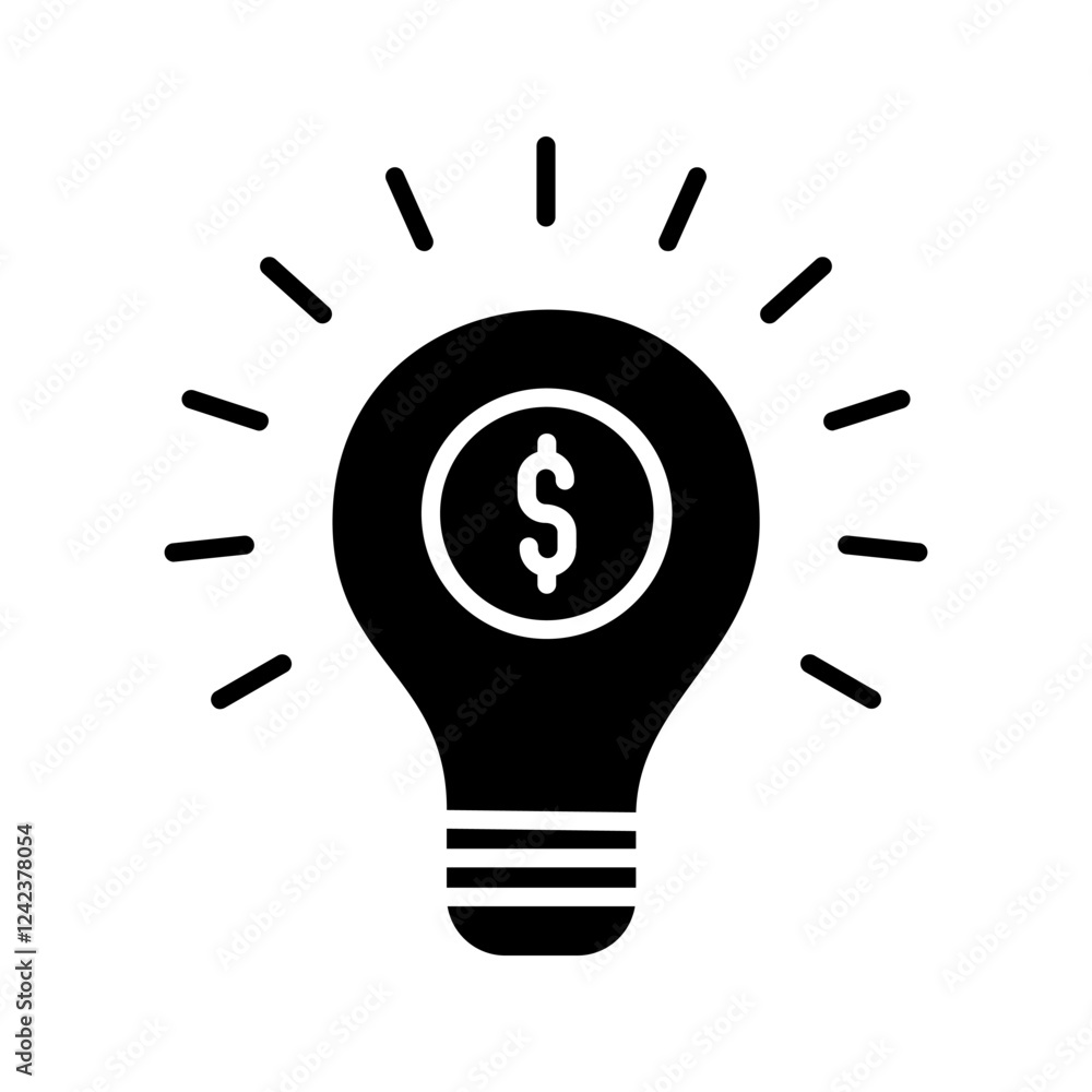 Poster lightbulb with dollar symbol icon vector for web site