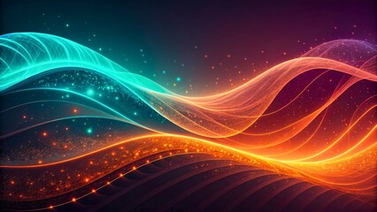 Obraz premium Abstract Colorful Wave Patterns with Bright Light Trails and Sparkles in Deep Background