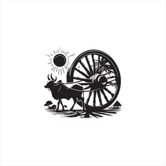 Fototapeta premium Black silhouette wheel vector