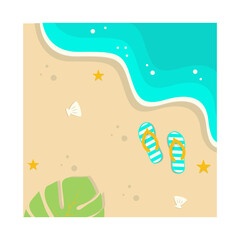 Beautiful Beach Background. Vector Illustration with Cartoon Design Concept