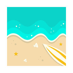 Beautiful Beach Background. Vector Illustration with Cartoon Design Concept