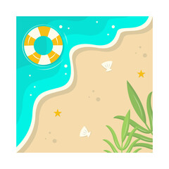 Beautiful Beach Background. Vector Illustration with Cartoon Design Concept