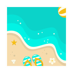 Beautiful Beach Background. Vector Illustration with Cartoon Design Concept