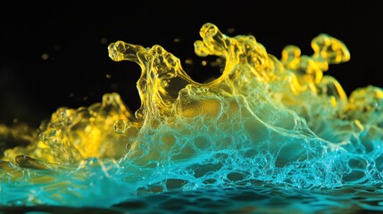 This image features luminous jelly-like polymers, showcasing their transformative properties in a visually striking manner.