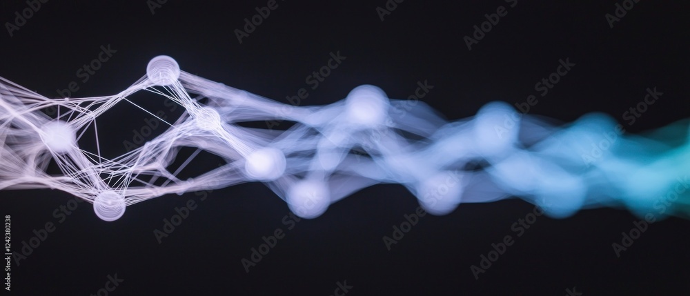 Poster abstract energy flow glowing network light waves data stream futuristic background